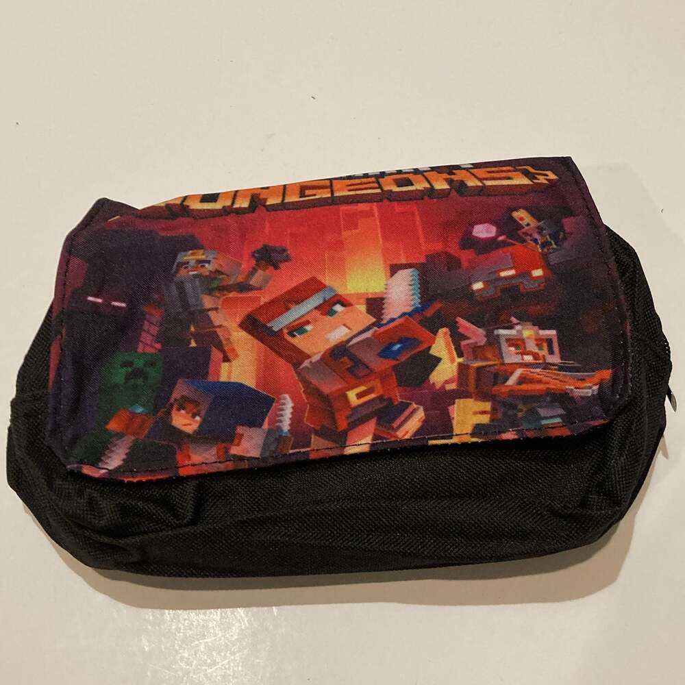 Minecraft Dungeons Bag Pencil Pouch 2 Zipper Black